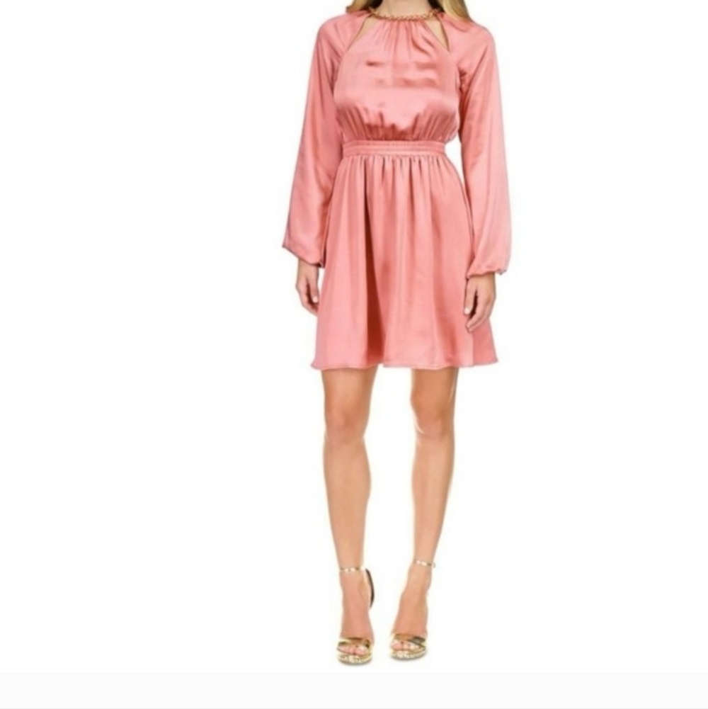 Michael Kors Blush Long Sleeve Holiday Christmas Party Dress